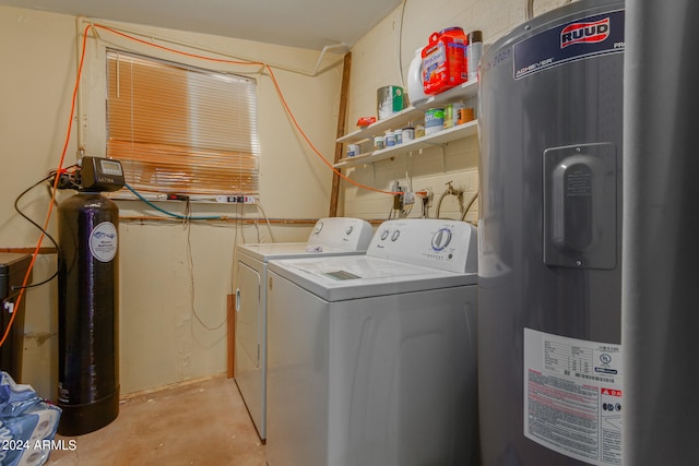 laundry area featuring independent washer and dryer and electric water heater