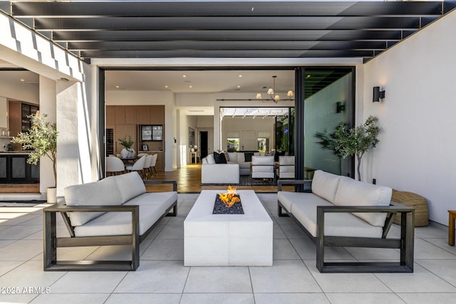 3684 E Boot Track Trl, Gilbert, AZ 85296 - view of patio with an outdoor living space with a fire pit and french doors