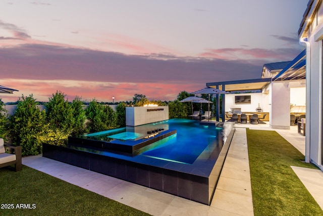 3684 E Boot Track Trl, Gilbert, AZ 85296 - view of pool with a patio and a pool with connected hot tub