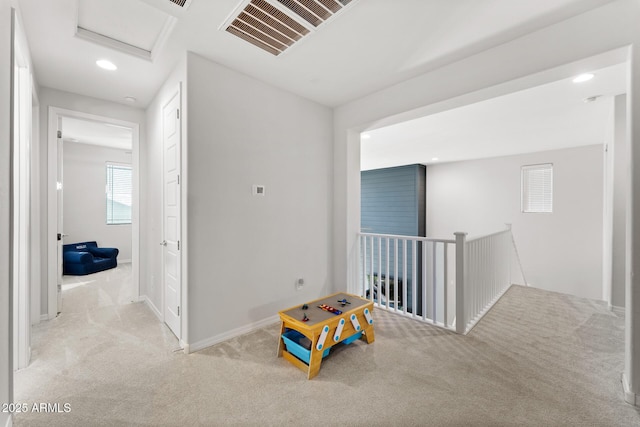 playroom with light carpet