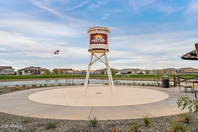 view of community featuring a water view