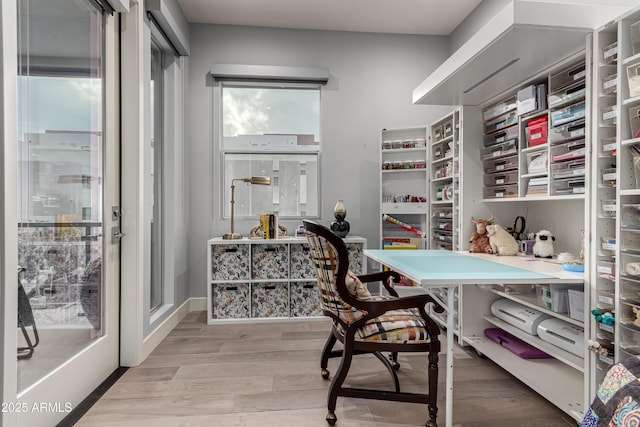 office area featuring light wood-type flooring