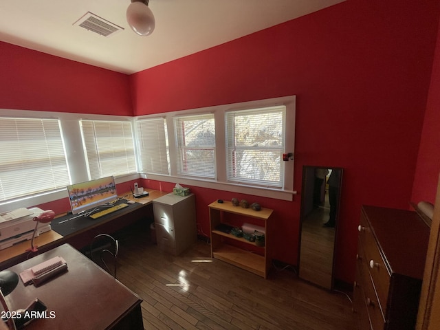 office area featuring dark hardwood / wood-style flooring