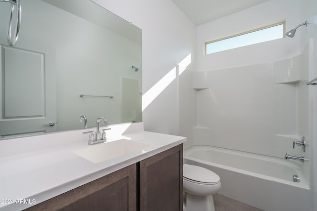 full bathroom with vanity, toilet, and tub / shower combination