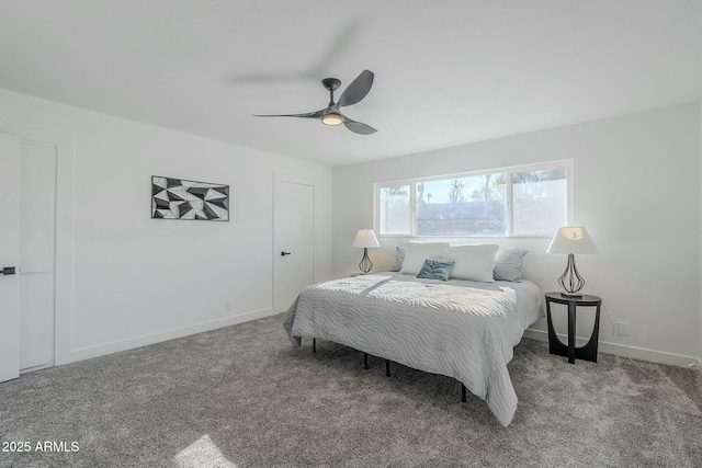 bedroom with carpet and ceiling fan