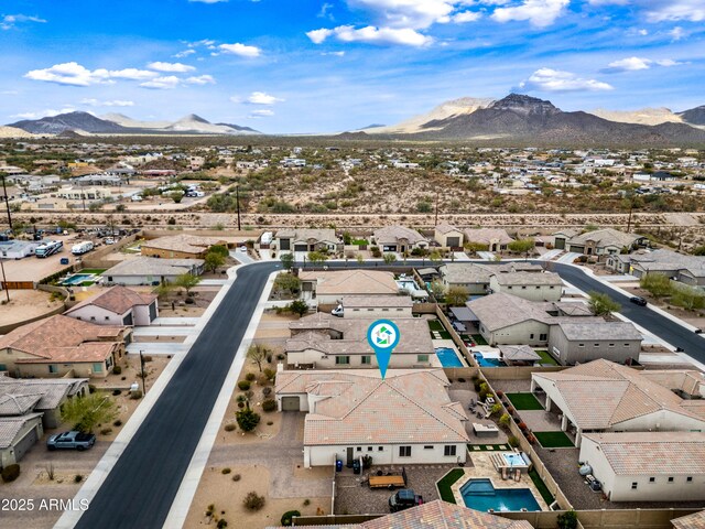 1319 N Chatsworth St, Mesa, AZ 85207 - birds eye view of property with a residential view and a mountain view