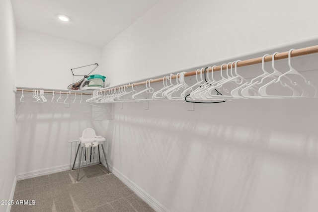 spacious closet with carpet floors