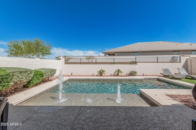 view of swimming pool featuring a fenced in pool and a fenced backyard