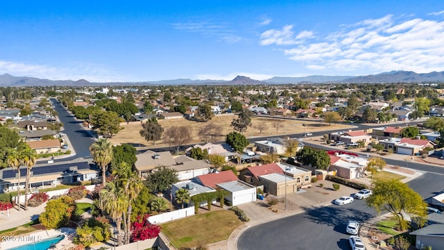 bird's eye view with a mountain view