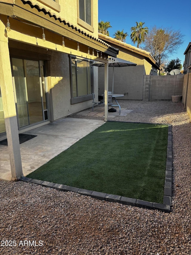 view of yard with a patio area