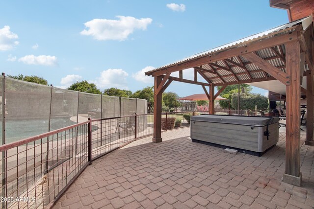 21131 E Excelsior Ave, Queen Creek, AZ 85142 - view of patio with a hot tub and a gazebo