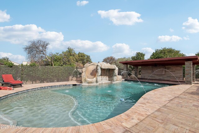 21131 E Excelsior Ave, Queen Creek, AZ 85142 - view of swimming pool featuring a water slide and a patio