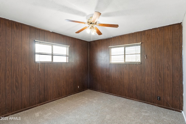 841 W Spray St, Superior, AZ 85173 - spare room with a ceiling fan, light carpet, and wooden walls