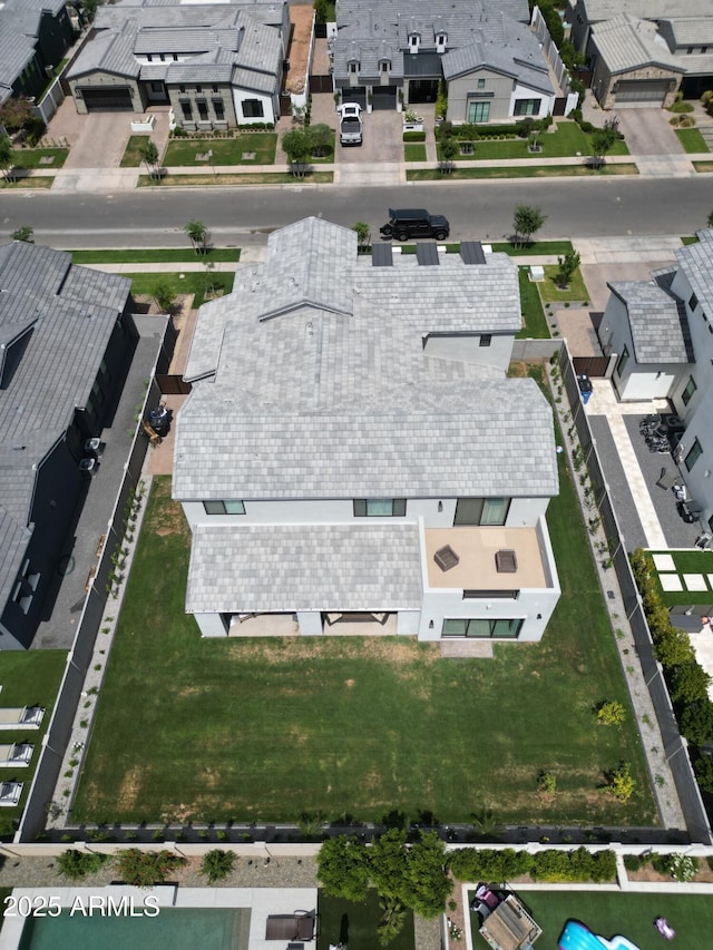 drone / aerial view with a residential view