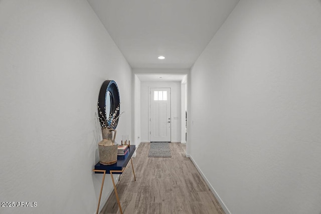 435 E Shellie Ct, Casa Grande, AZ 85122 - doorway to outside with baseboards, wood finished floors, and recessed lighting