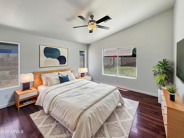 317 E Nunneley Rd, Gilbert, AZ 85296 - bedroom with lofted ceiling, dark wood-style floors, and ceiling fan