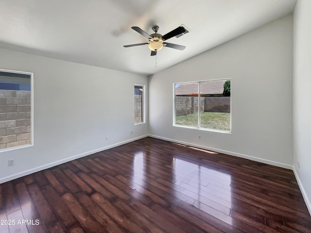 317 E Nunneley Rd, Gilbert, AZ 85296 - spare room with wood finished floors, a ceiling fan, and vaulted ceiling