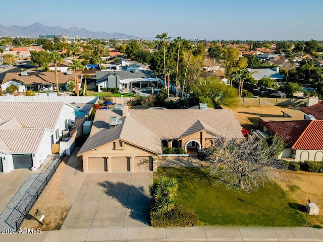 aerial view with a mountain view