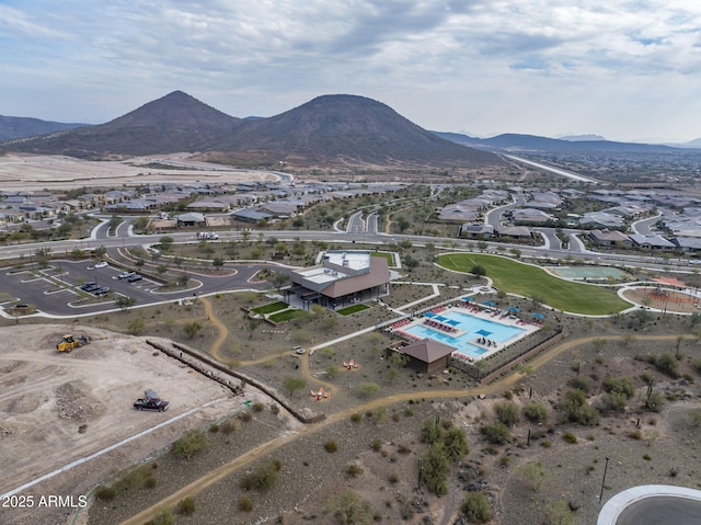 aerial view with a mountain view