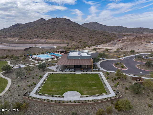 aerial view with a mountain view