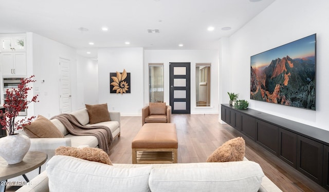 living room featuring light hardwood / wood-style flooring