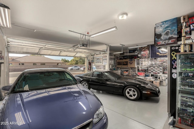 garage with a garage door opener