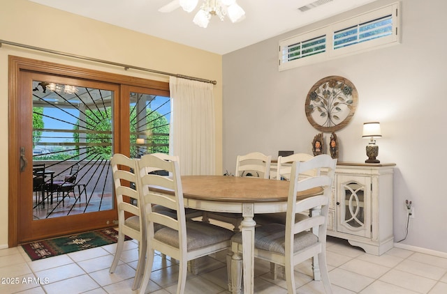 view of tiled dining area