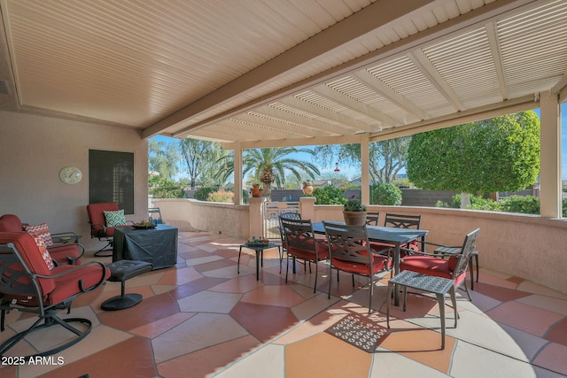 view of patio featuring a pergola