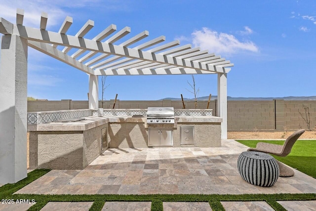 view of patio / terrace featuring grilling area, a pergola, and area for grilling