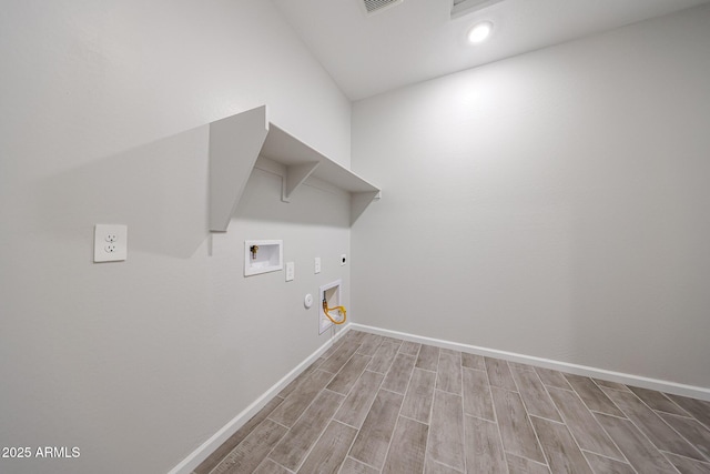17716 W Fulton St, Goodyear, AZ 85338 - clothes washing area featuring gas dryer hookup, hookup for an electric dryer, laundry area, baseboards, and hookup for a washing machine