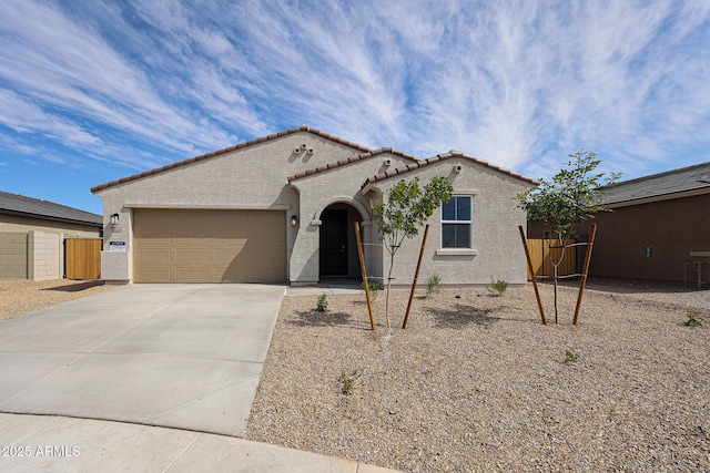 17716 W Fulton St, Goodyear, AZ 85338 - single story home with a tiled roof, a garage, fence, concrete driveway, and stucco siding