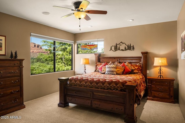 30 Paraiso Corte, Sedona, AZ 86351 - bedroom featuring light carpet and a ceiling fan