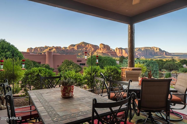 30 Paraiso Corte, Sedona, AZ 86351 - view of patio featuring outdoor dining area and a mountain view