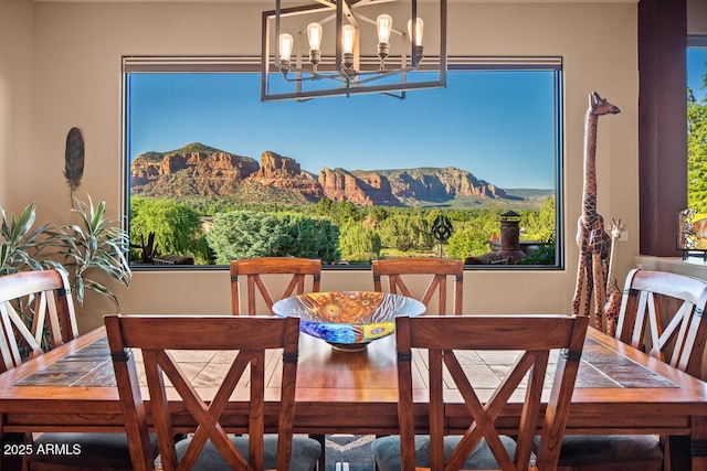 30 Paraiso Corte, Sedona, AZ 86351 - dining space with a chandelier and a mountain view
