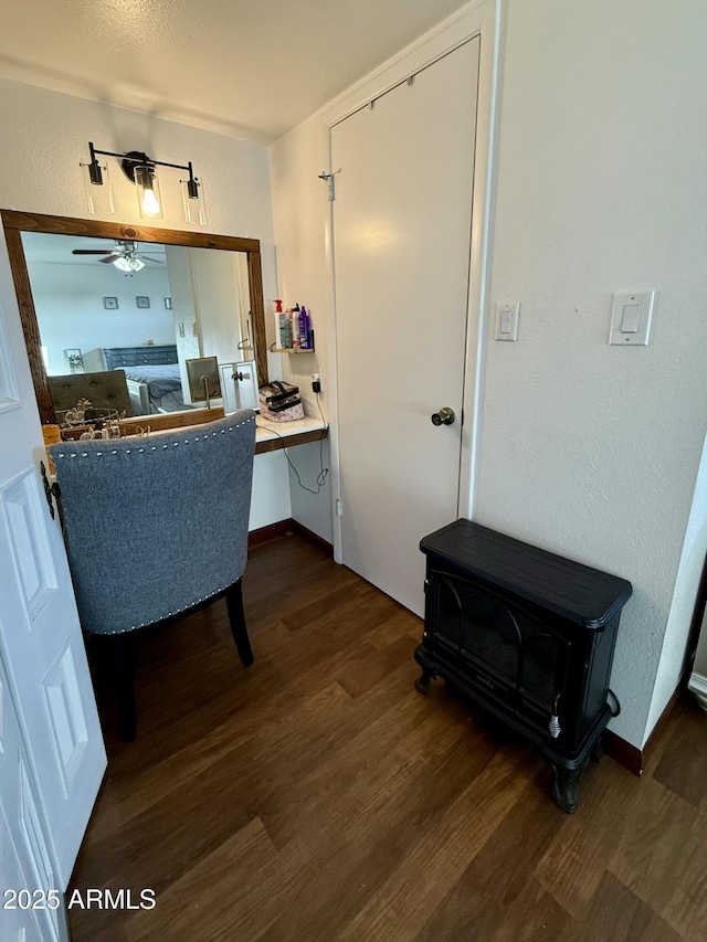 office space featuring dark hardwood / wood-style flooring