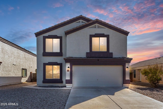 view of front of house with a garage