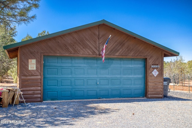 view of detached garage