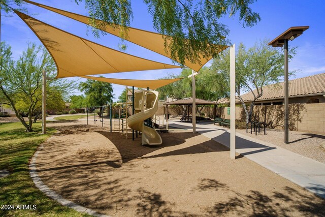 view of jungle gym featuring a gazebo