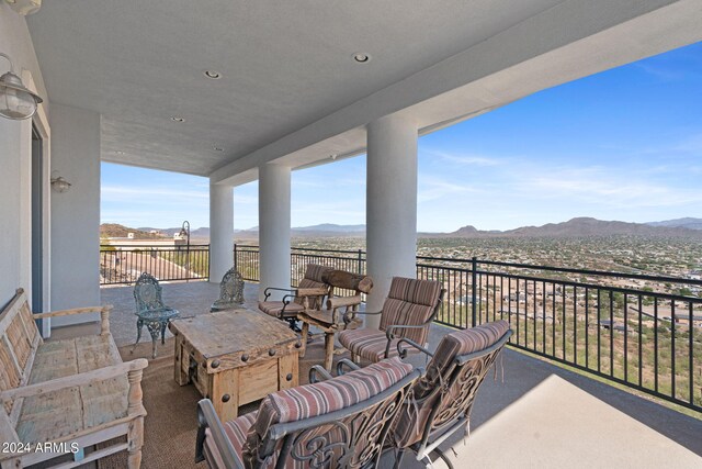 balcony with a mountain view