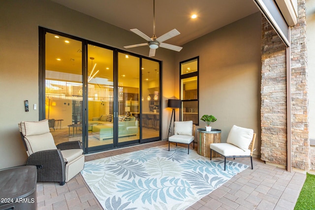 view of patio with ceiling fan