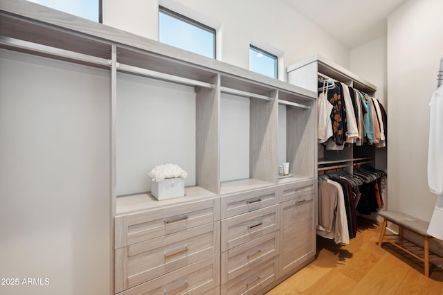 walk in closet featuring light wood-type flooring