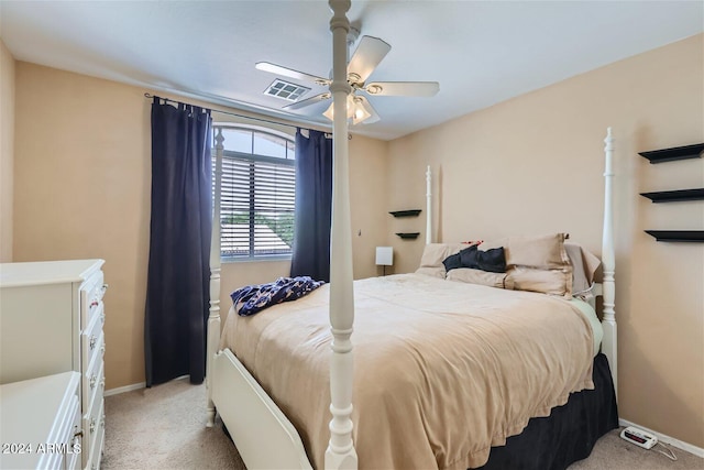 bedroom featuring carpet floors and ceiling fan