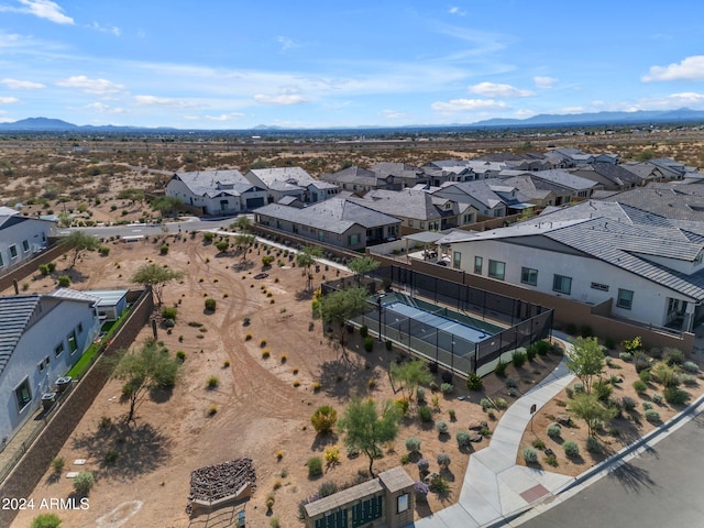 drone / aerial view with a mountain view