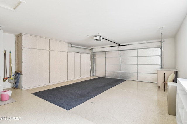 garage with a garage door opener