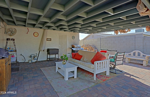 view of patio / terrace featuring an outdoor living space