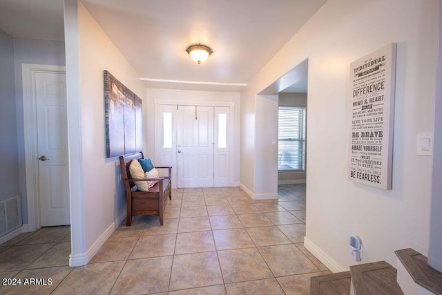 view of tiled entrance foyer