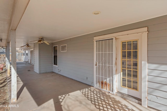 view of patio / terrace featuring ceiling fan