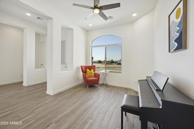 10540 S 32nd Dr, Laveen, AZ 85339 - sitting room featuring wood finished floors, a ceiling fan, recessed lighting, and baseboards
