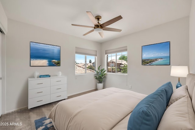 664 E Windsor Dr, Gilbert, AZ 85296 - bedroom with carpet, a ceiling fan, and baseboards