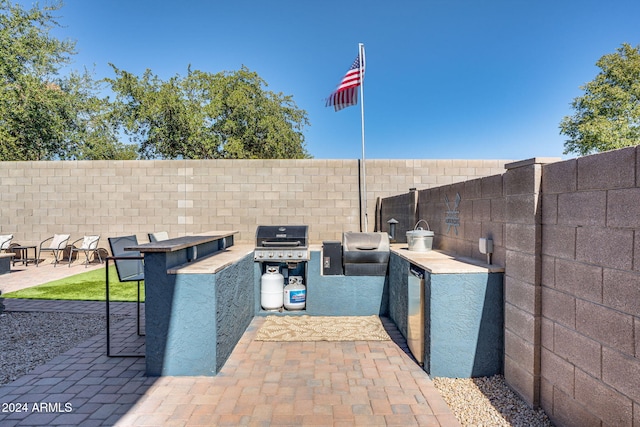 view of patio / terrace with a grill and exterior kitchen